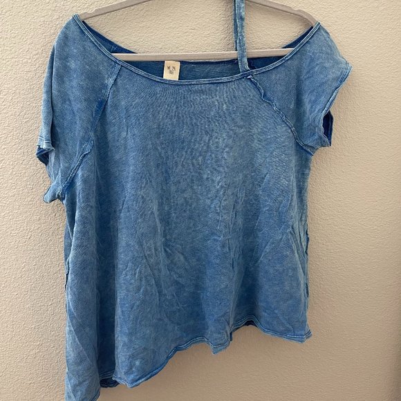 Free People - Blue Shoulder Cutout T-Shirt - Picture 1 of 3